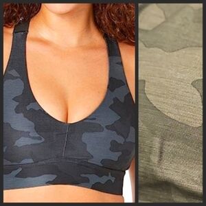 NEW! PRANA Layna Green Camo Yoga Sports Bra Small.